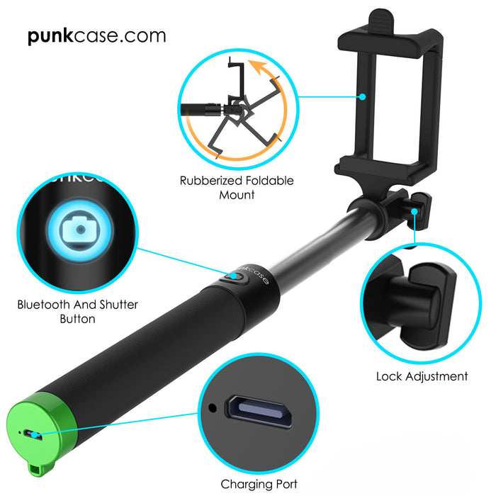 Punkcase Rubberized Foldable Mount Bluetooth And Shutter Button Lock Adjustment Charging Port (Color in image: Blue)