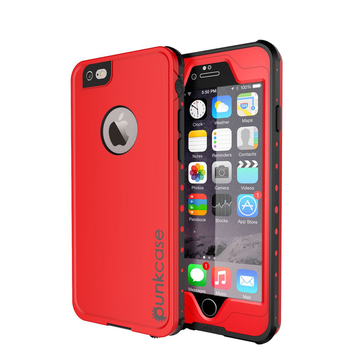 iPhone 6S+/6+ Plus Waterproof Case, PUNKcase StudStar Red w/ Attached Screen Protector | Warranty (Color in image: red)