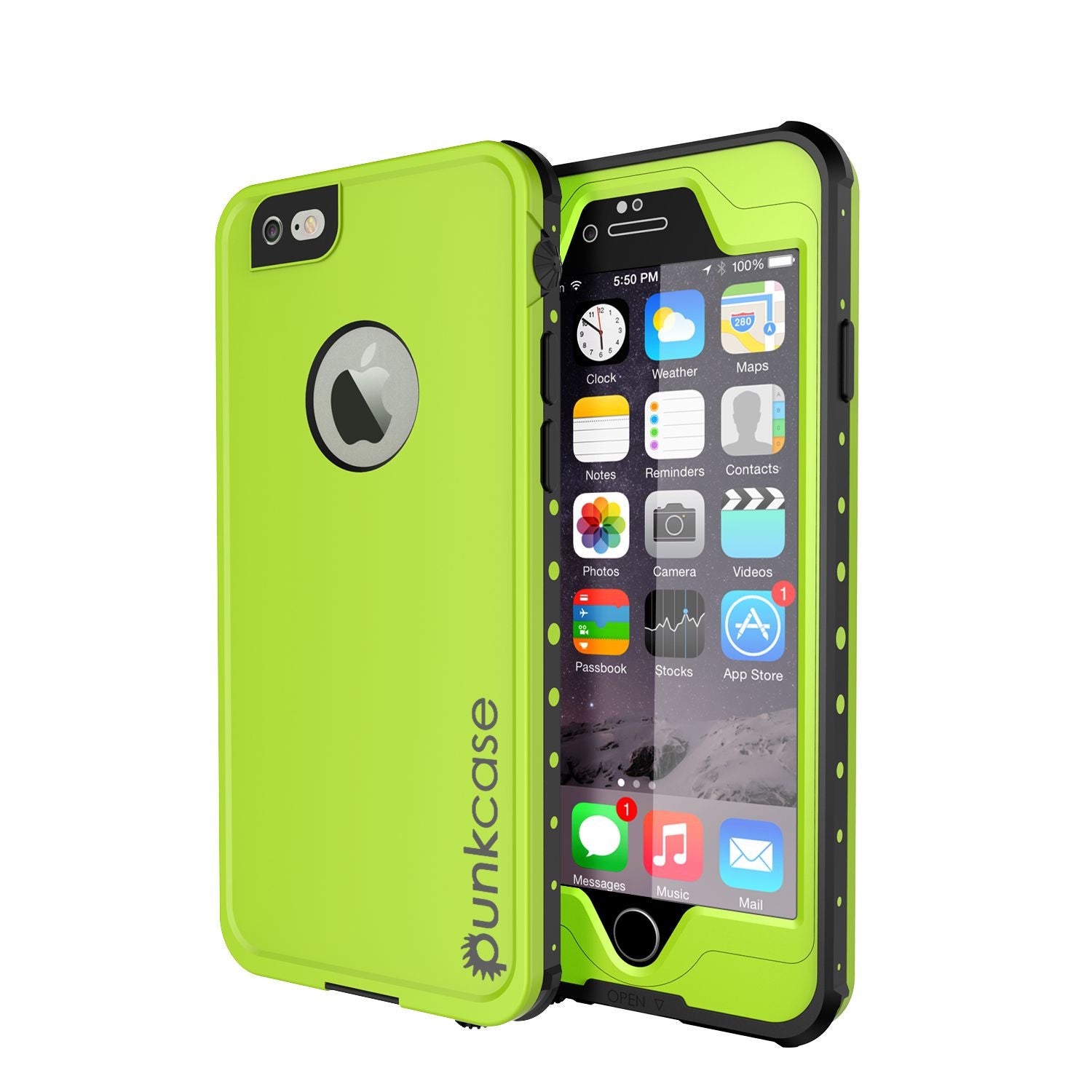 iPhone 6S+/6+ Plus Waterproof Case, PUNKcase StudStar Light Green w/ Attached Screen Protector (Color in image: black)