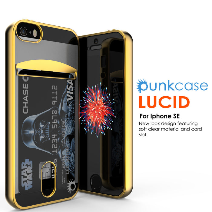 iPhone SE/5S/5 Case, PUNKCASE® LUCID Gold Series | Card Slot | SHIELD Screen Protector | Ultra fit (Color in image: Balck)