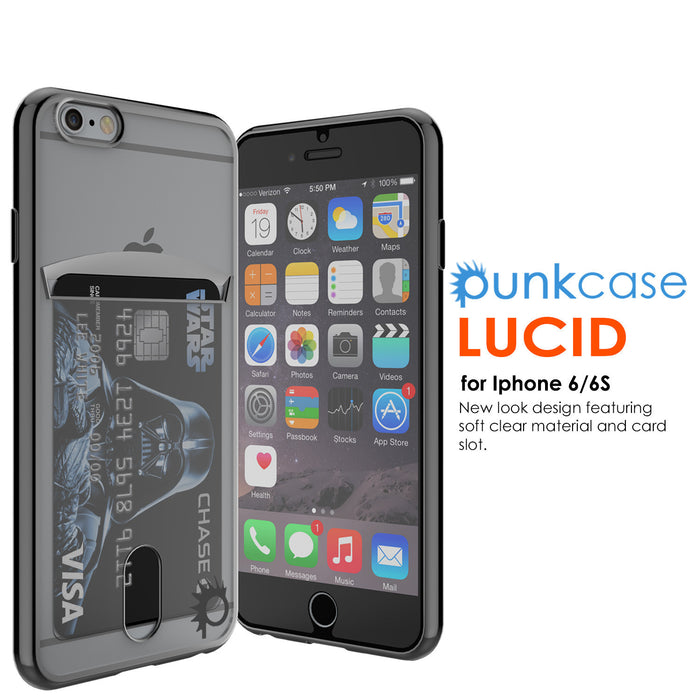 iPhone 6s/6 Case, PUNKCASE® LUCID Black Series | Card Slot | SHIELD Screen Protector | Ultra fit (Color in image: Rose Gold)
