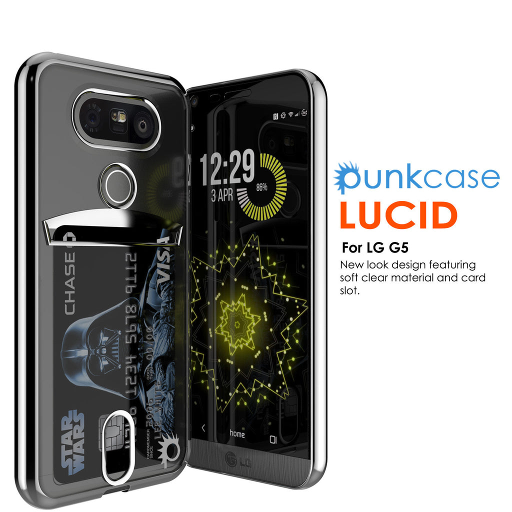 LG G5 Case, PUNKCASE® Silver LUCID  Series | Card Slot | PUNK SHIELD Screen Protector | Ultra Fit (Color in image: Balck)