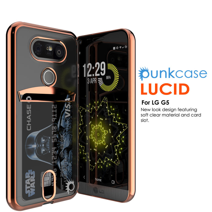 LG G5 Case, PUNKCASE® Rose Gold LUCID  Series | Card Slot | PUNK SHIELD Screen Protector (Color in image: Balck)