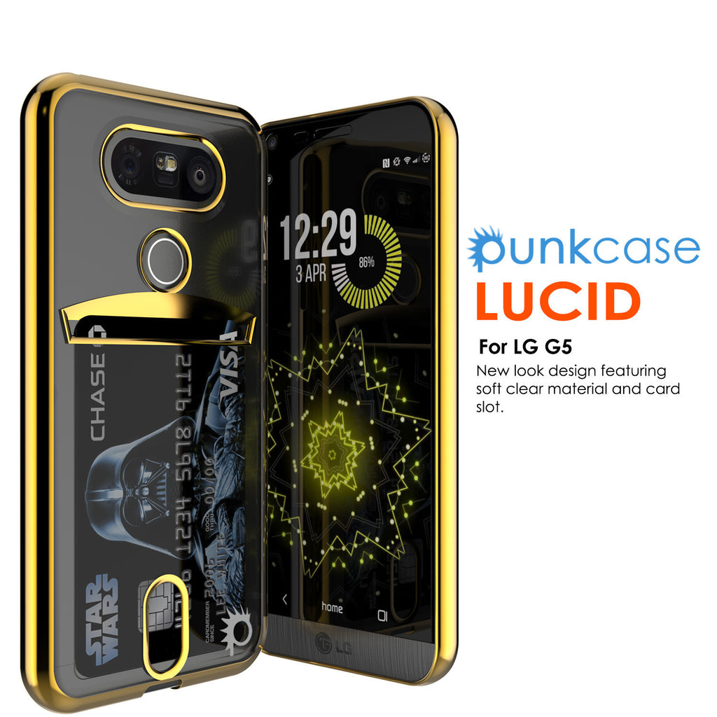 LG G5 Case, PUNKCASE® Gold LUCID Series | Card Slot | PUNK SHIELD Screen Protector | Ultra Fit (Color in image: Rose Gold)