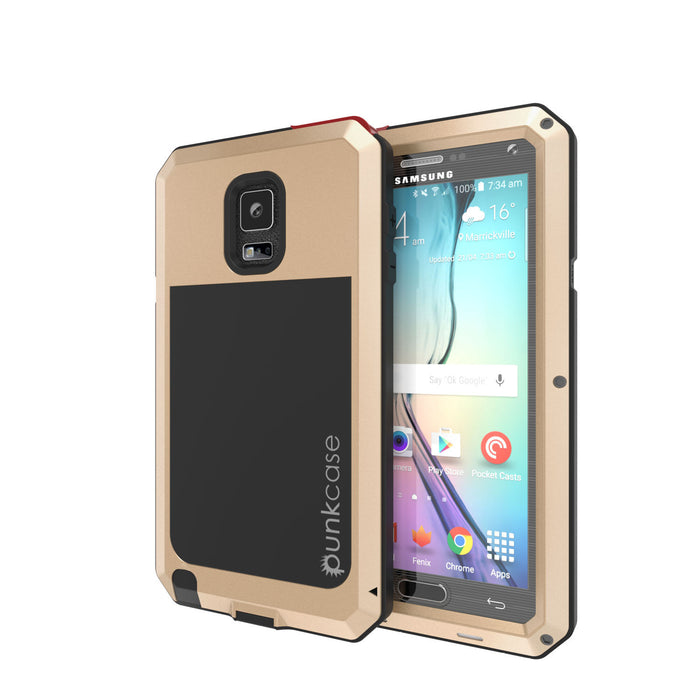 Note 4 Case, Punkcase® METALLIC Series GOLD w/ TEMPERED GLASS | Aluminum Frame (Color in image: Gold)