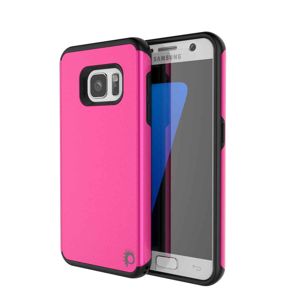 Galaxy s7 Case PunkCase Galactic Pink Series Slim Protective Armor Soft Cover Case w/ Tempered Glass (Color in image: pink)
