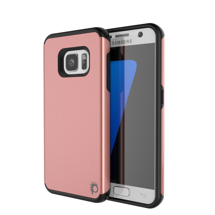 Galaxy s7 Case PunkCase Galactic Rose Gold Series Slim Armor Soft Cover Case w/ Tempered Glass (Color in image: rose gold)