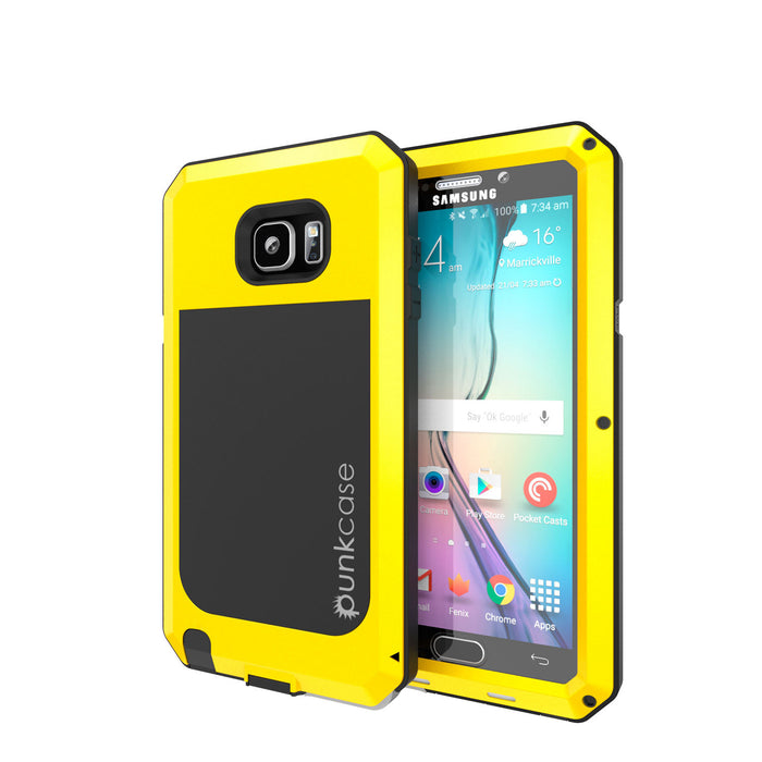 Note 5 Case, Punkcase® METALLIC Series NEON w/ TEMPERED GLASS | Aluminum Frame (Color in image: Neon)