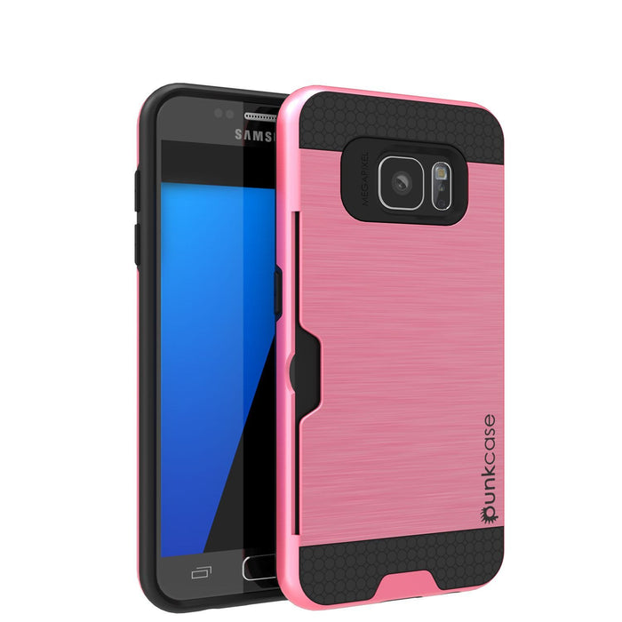 Galaxy s7 EDGE Case PunkCase SLOT Pink Series Slim Armor Soft Cover Case (Color in image: Pink)