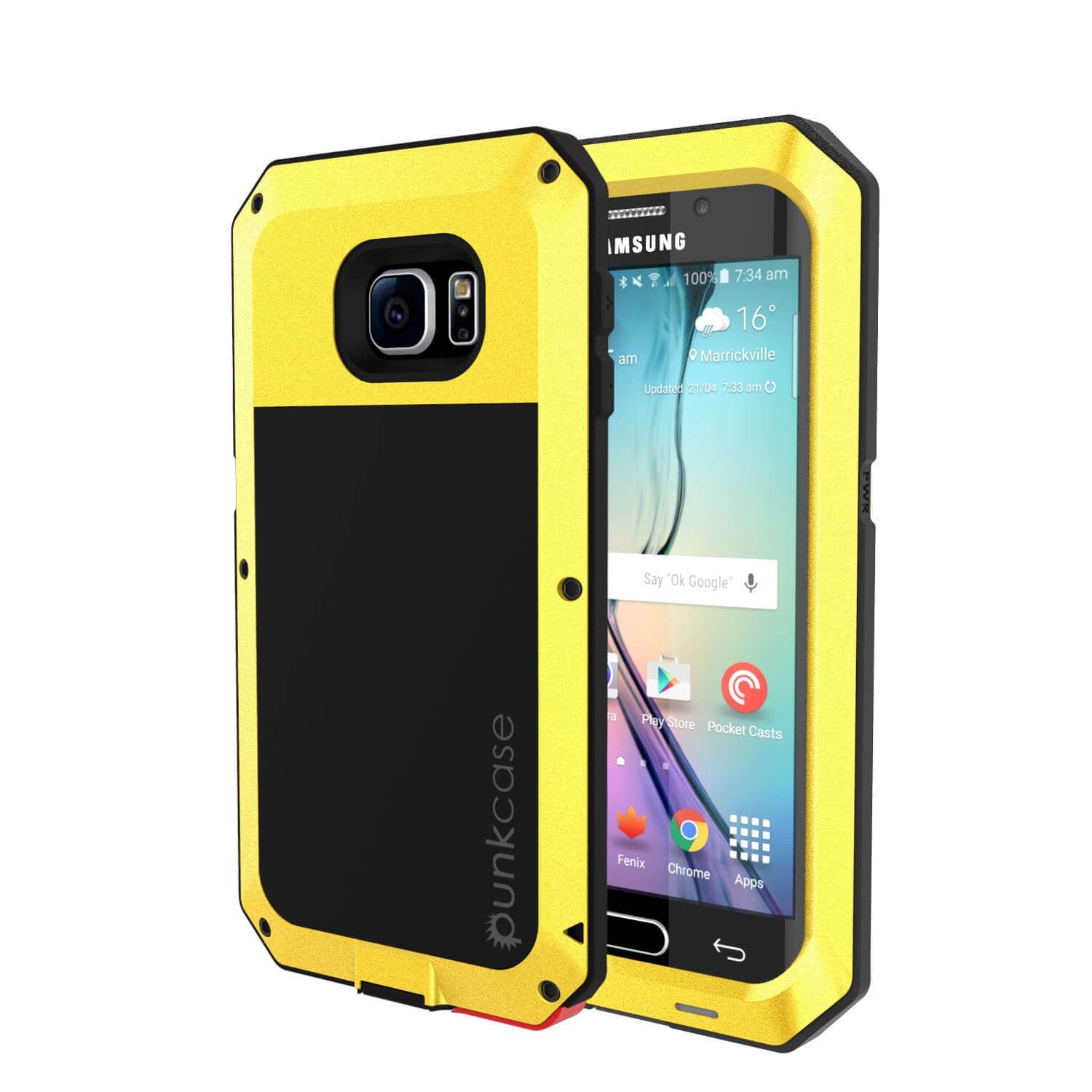 Galaxy S6 EDGE  Case, PUNKcase Metallic Neon Shockproof  Slim Metal Armor Case (Color in image: neon)