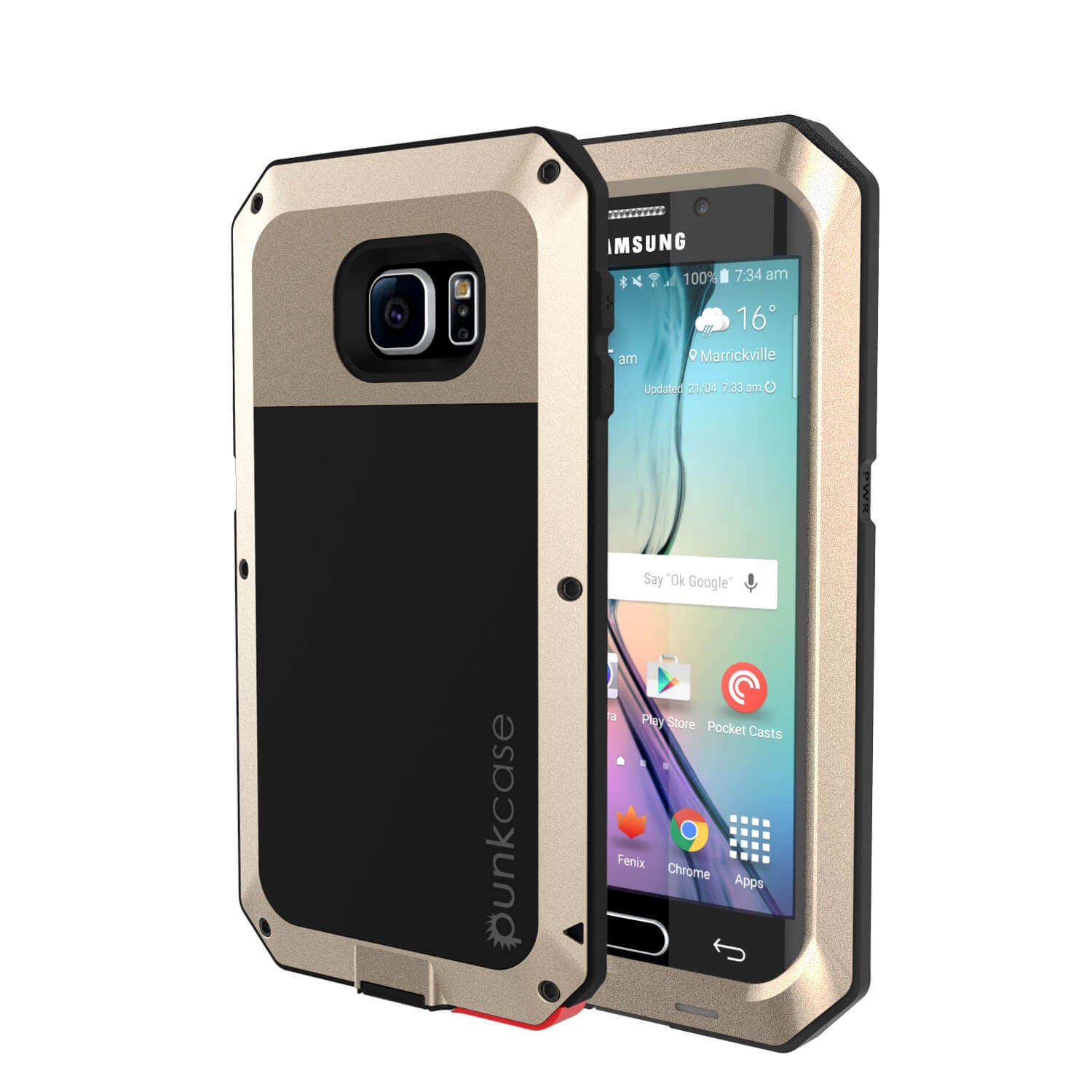 Galaxy S6 EDGE+ Plus  Case, PUNKcase Metallic Gold Shockproof  Slim Metal Armor Case (Color in image: gold)