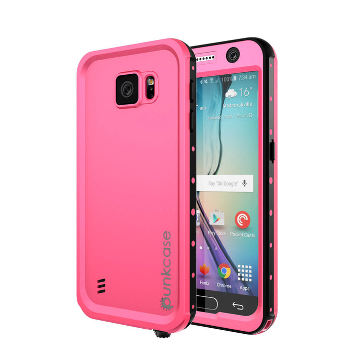 Galaxy S6 Waterproof Case PunkCase StudStar Pink Thin 6.6ft Underwater IP68 Shock/Dirt/Snow Proof (Color in image: pink)
