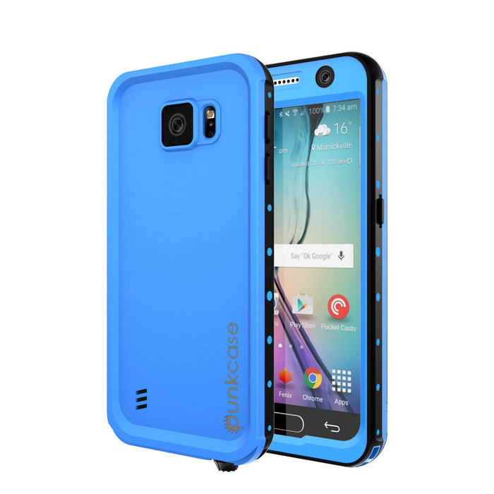 Galaxy S6 Waterproof Case PunkCase StudStar Light Blue Thin 6.6ft Underwater IP68 Shock/Dirt Proof (Color in image: light blue)