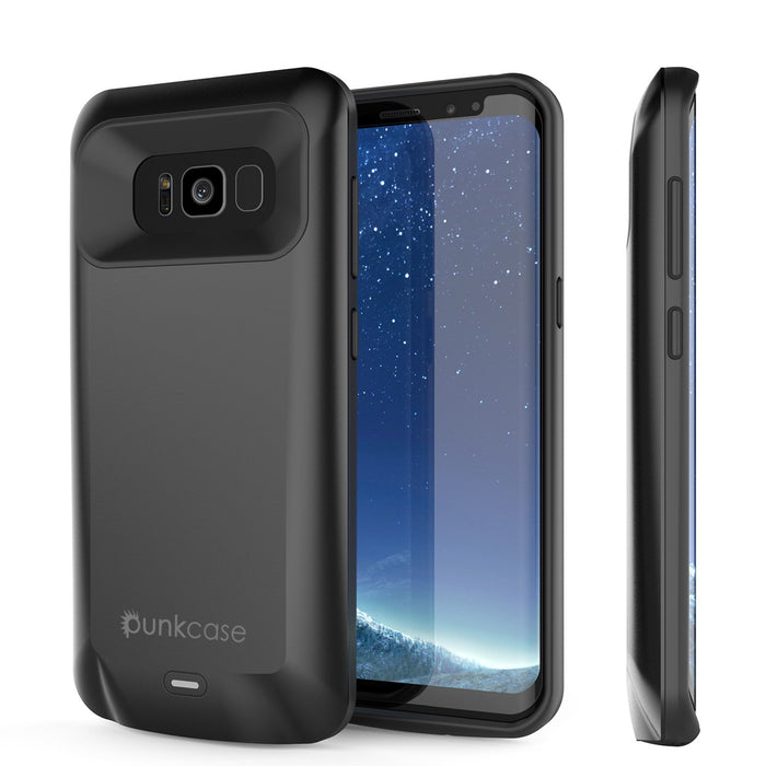 Galaxy S8 PLUS Battery Case, Punkcase 5500mAH Charger Case W/ Screen Protector | Integrated Kickstand & USB Port | IntelSwitch [Black] (Color in image: Black)