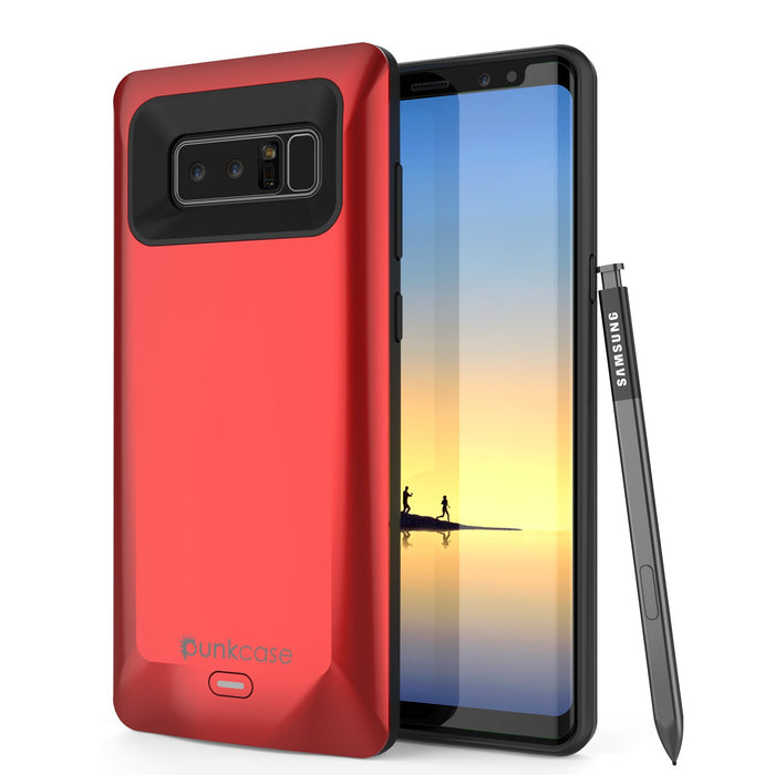 Galaxy Note 8 Battery Case, Punkcase 5000mAH Charger Case W/ Screen Protector | Integrated USB Port | IntelSwitch [Red] (Color in image: Red)