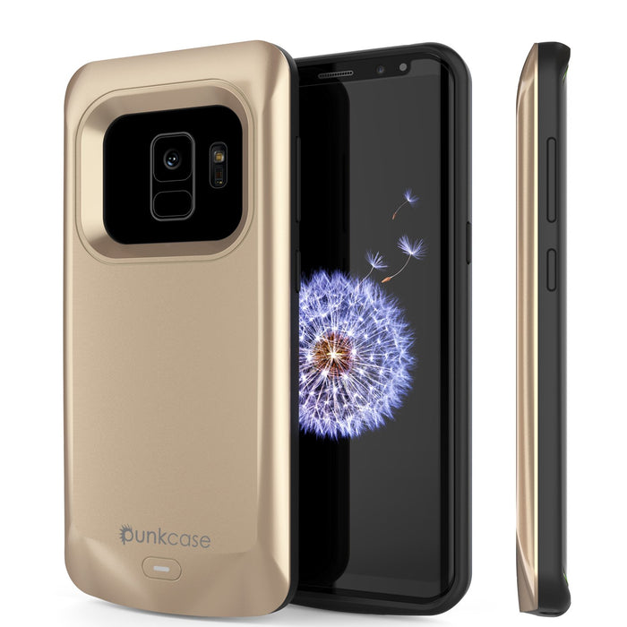 Galaxy S9 Battery Case, PunkJuice 5000mAH Fast Charging Power Bank W/ Screen Protector | Integrated USB Port | IntelSwitch | Slim, Secure and Reliable | Suitable for Samsung Galaxy S9 [Gold] (Color in image: Gold)