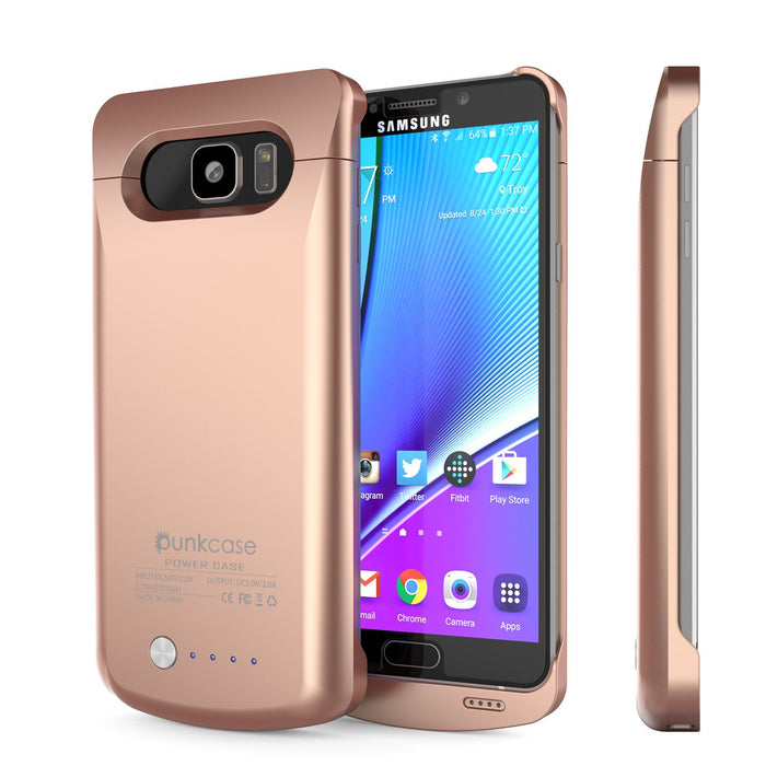 Galaxy Note 5 Battery Case, Punkcase 5000mAH Charger Case W/ Screen Protector | IntelSwitch [Rose Gold] (Color in image: Rose Gold)