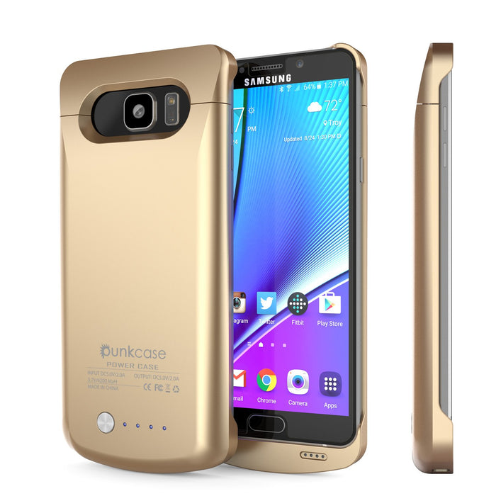 Galaxy Note 5 Battery Case, Punkcase 5000mAH Charger Case W/ Screen Protector | IntelSwitch [Gold] (Color in image: Gold)