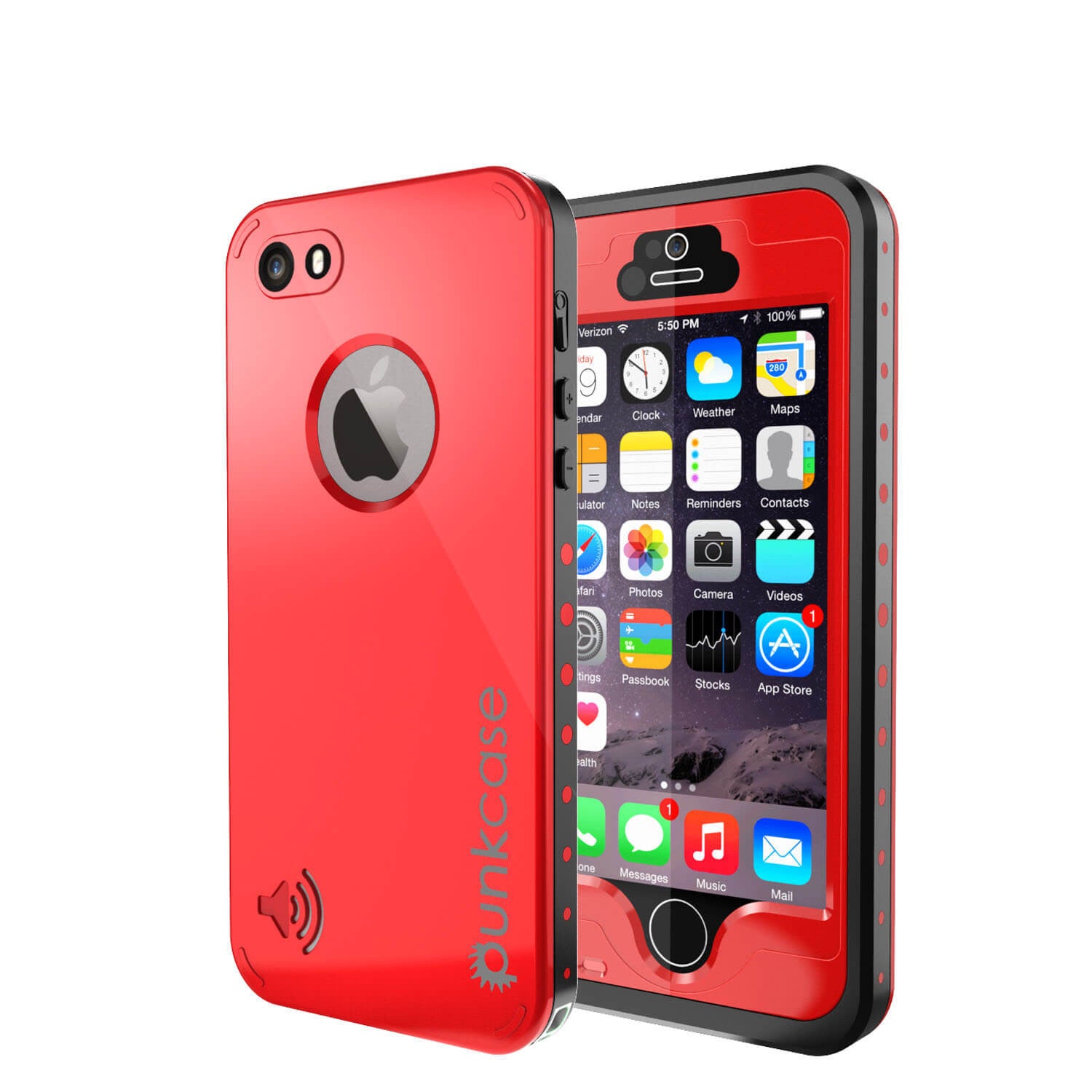 iPhone 5S/5 Waterproof Case, PunkCase StudStar Red Case Water/Shock/Dirt Proof | Lifetime Warranty (Color in image: red)