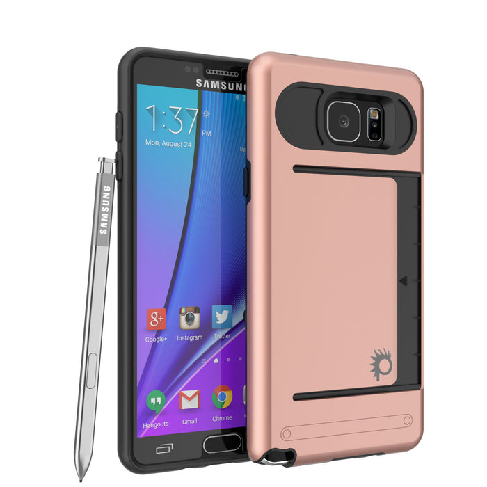 Galaxy Note 5 Case PunkCase CLUTCH Rose Gold Series Slim Armor Soft Cover Case w/ Tempered Glass (Color in image: Rose)