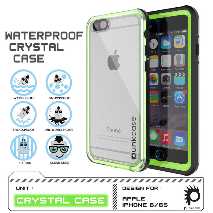 iPhone 6+/6S+ Plus Waterproof Case, PUNKcase CRYSTAL Light Green  W/ Attached Screen Protector (Color in image: white)