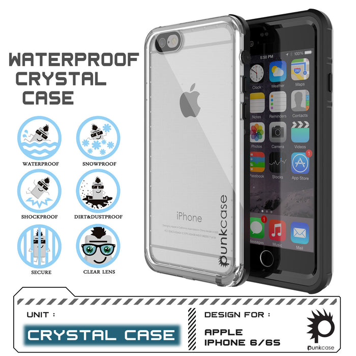 iPhone 6/6S Waterproof Case, PUNKcase CRYSTAL Black W/ Attached Screen Protector  | Warranty (Color in image: pink)