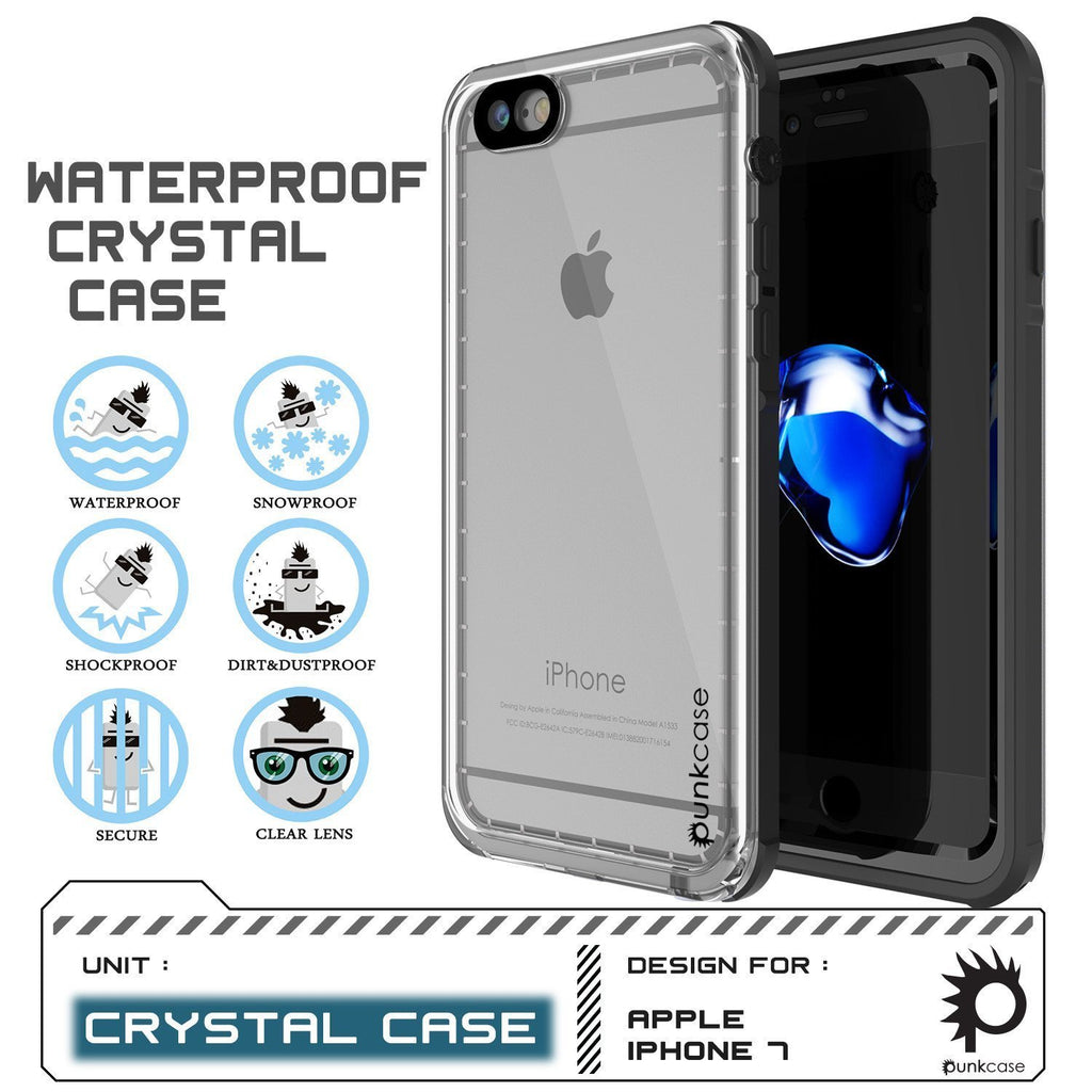 Apple iPhone SE (4.7") Waterproof Case, PUNKcase CRYSTAL Black W/ Attached Screen Protector  | Warranty (Color in image: White)