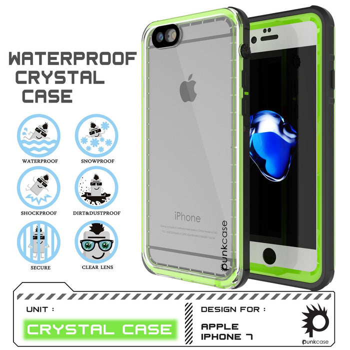 Apple iPhone 8 Waterproof Case, PUNKcase CRYSTAL Light Green  W/ Attached Screen Protector  | Warranty (Color in image: Black)