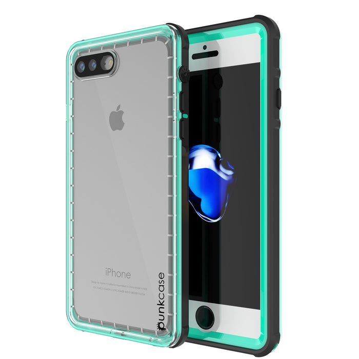 iPhone 7+ Plus Waterproof Case, PUNKcase CRYSTAL Teal W/ Attached Screen Protector  | Warranty (Color in image: teal)