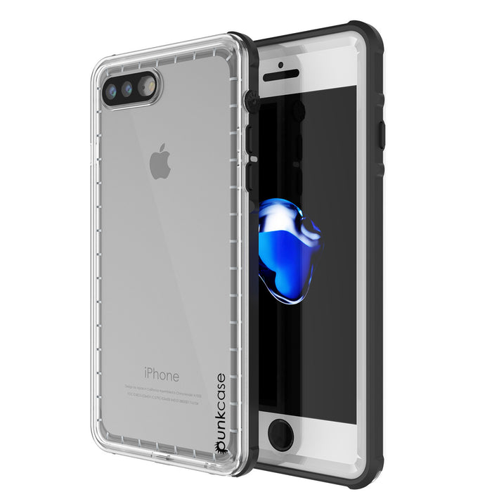 iPhone 7+ Plus Waterproof Case, PUNKcase CRYSTAL White W/ Attached Screen Protector  | Warranty (Color in image: white)