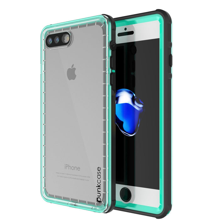 iPhone 8+ Plus Waterproof Case, PUNKcase CRYSTAL Teal W/ Attached Screen Protector  | Warranty (Color in image: teal)