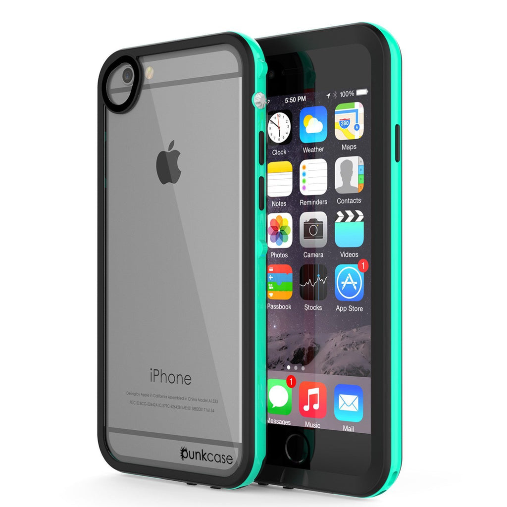 Apple iPhone 8 Waterproof Case, PUNKcase CRYSTAL 2.0 Teal W/ Attached Screen Protector  | Warranty (Color in image: Pink)