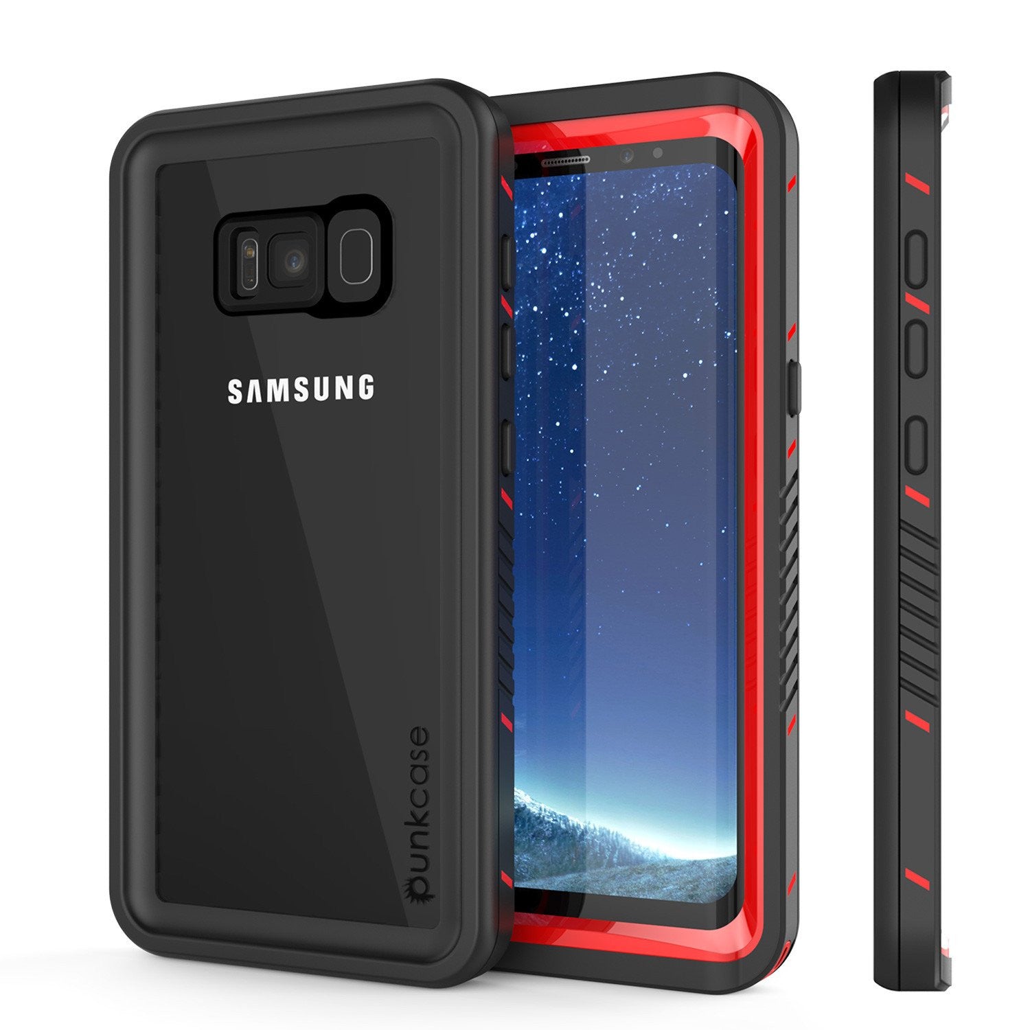 Galaxy S8 Waterproof Case, Punkcase [Extreme Series] [Slim Fit] [IP68 Certified] [Shockproof] [Snowproof] [Dirproof] Armor Cover W/ Built In Screen Protector for Samsung Galaxy S8 [Red] (Color in image: Red)