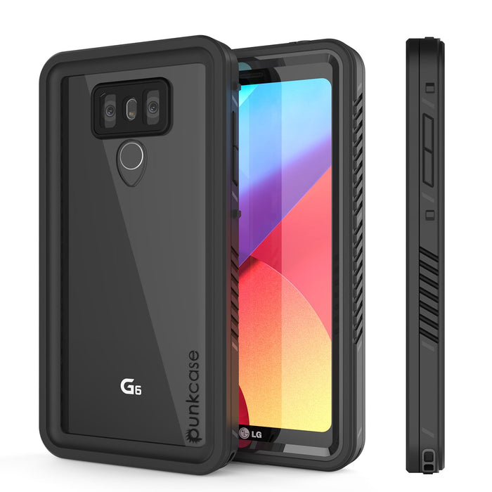 LG G6 Waterproof Case, Punkcase [Extreme Series] [Slim Fit] [IP68 Certified] Built In Screen Protector [BLACK] (Color in image: black)