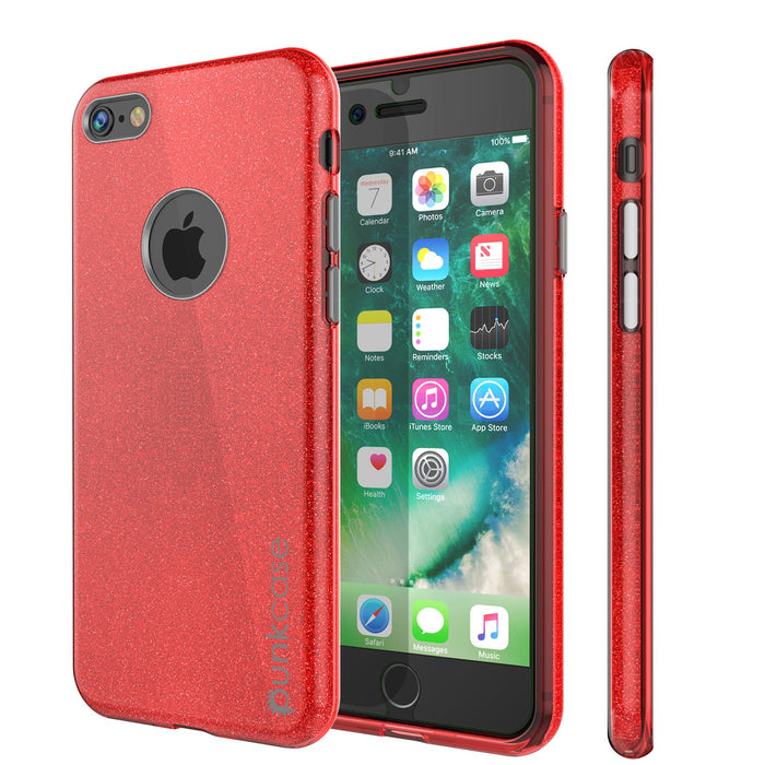 iPhone 8 Case, Punkcase Galactic 2.0 Series Ultra Slim Protective Armor TPU Cover [Red] (Color in image: red)
