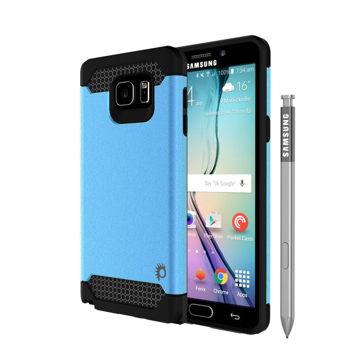 Galaxy Note 5 Case PunkCase Galactic Teal Series Slim Armor Soft Cover Case w/ Tempered Glass (Color in image: teal)
