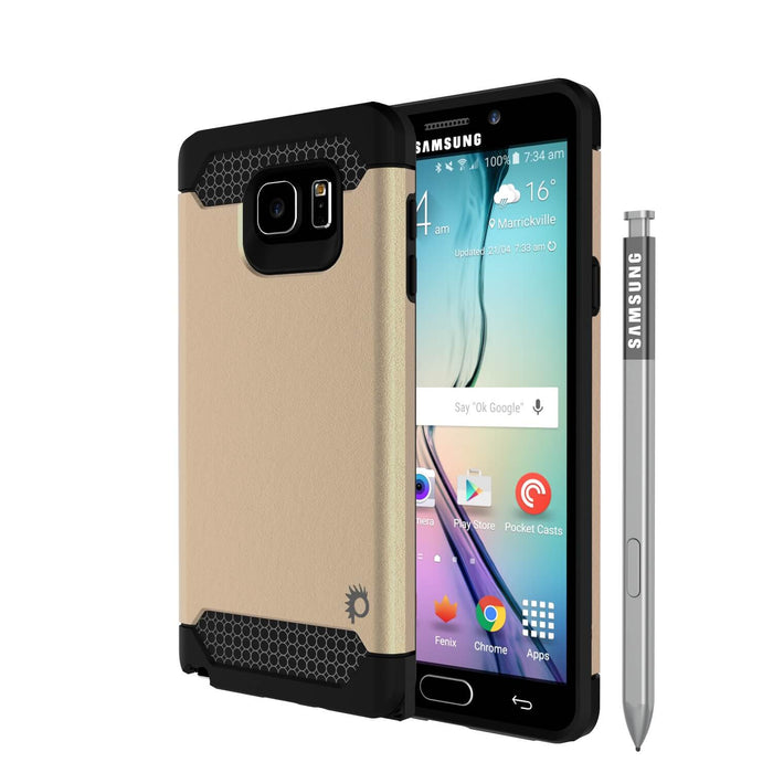 Galaxy Note 5 Case PunkCase Galactic Gold Series  Slim Armor Soft Cover Case w/ Tempered Glass (Color in image: gold)