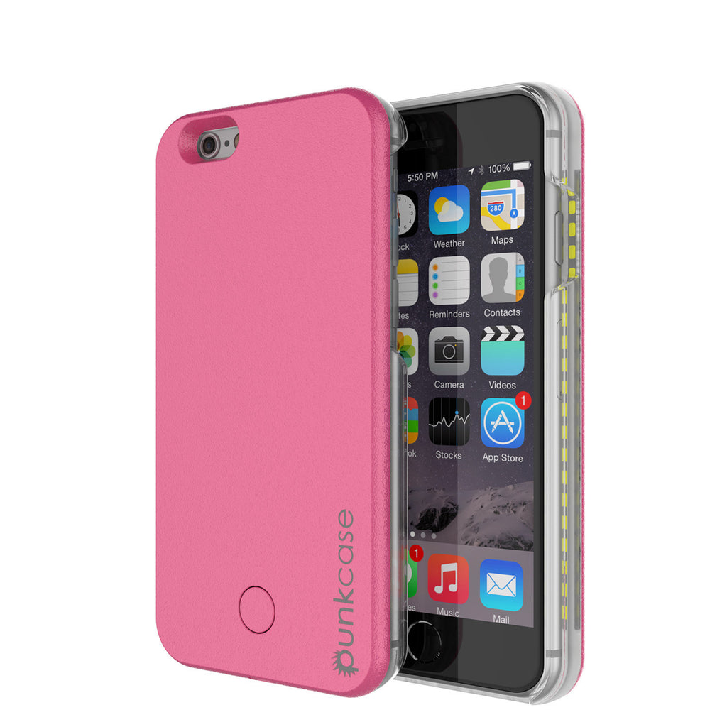 iPhone 6/6S Punkcase LED Light Case Light Illuminated Case, Pink  W/  Battery Power Bank (Color in image: pink)