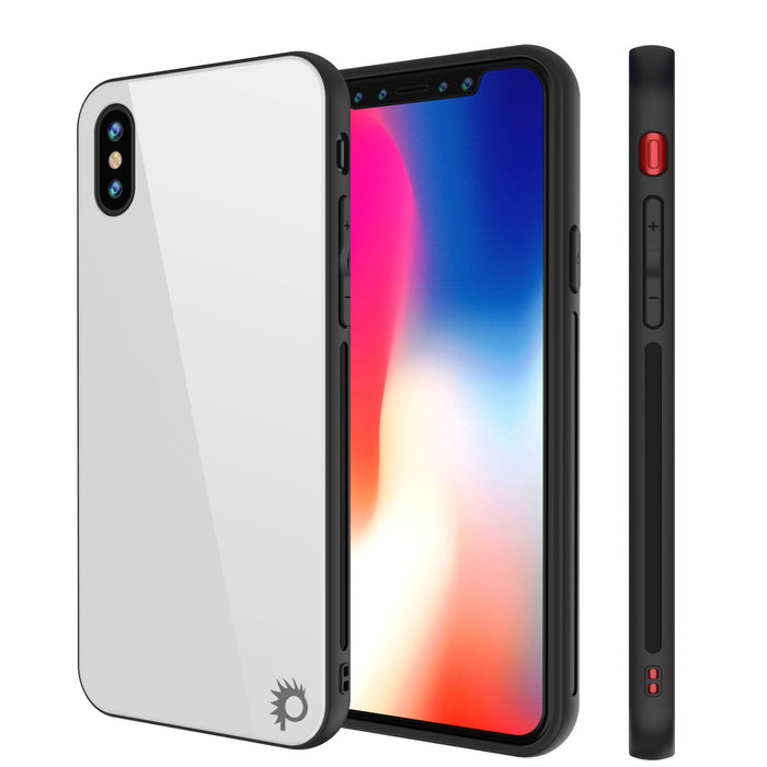 iPhone X Case, Punkcase GlassShield Ultra Thin Protective 9H Full Body Tempered Glass Cover W/ Drop Protection & Non Slip Grip for Apple iPhone 10 [White] (Color in image: White)