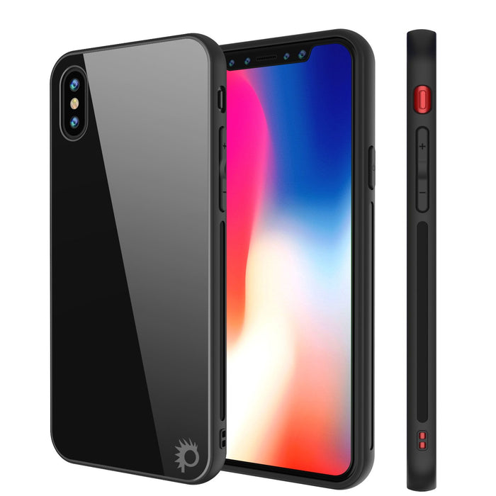 iPhone X Case, Punkcase GlassShield Ultra Thin Protective 9H Full Body Tempered Glass Cover W/ Drop Protection & Non Slip Grip for Apple iPhone 10 [Black] (Color in image: Black)