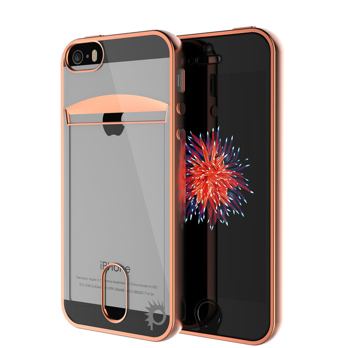 iPhone SE/5S/5 Case, PUNKCASE® LUCID Rose Gold Series | Card Slot | Screen Protector | Ultra fit (Color in image: Silver)