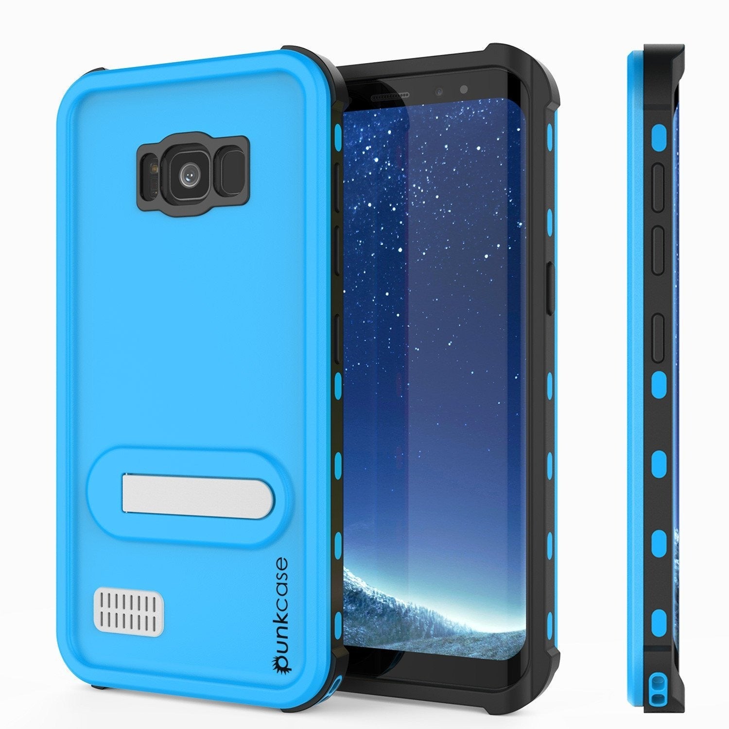 Protector [PURPLE]Galaxy S8 Waterproof Case, Punkcase [KickStud Series] [Slim Fit] [IP68 Certified] [Shockproof] [Snowproof] Armor Cover [Light Blue] (Color in image: Light Blue)