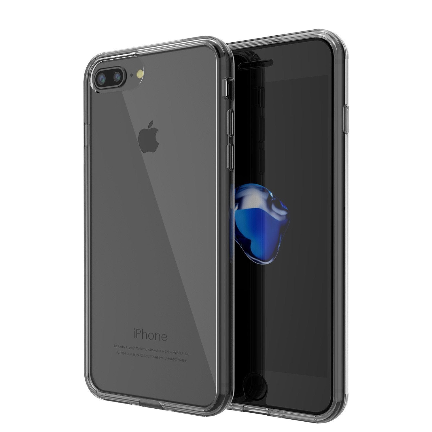 iPhone 8+ Plus Case PunkCase LUCID Clear Series for Apple iPhone 8+ Plus (Color in image: crystal black)