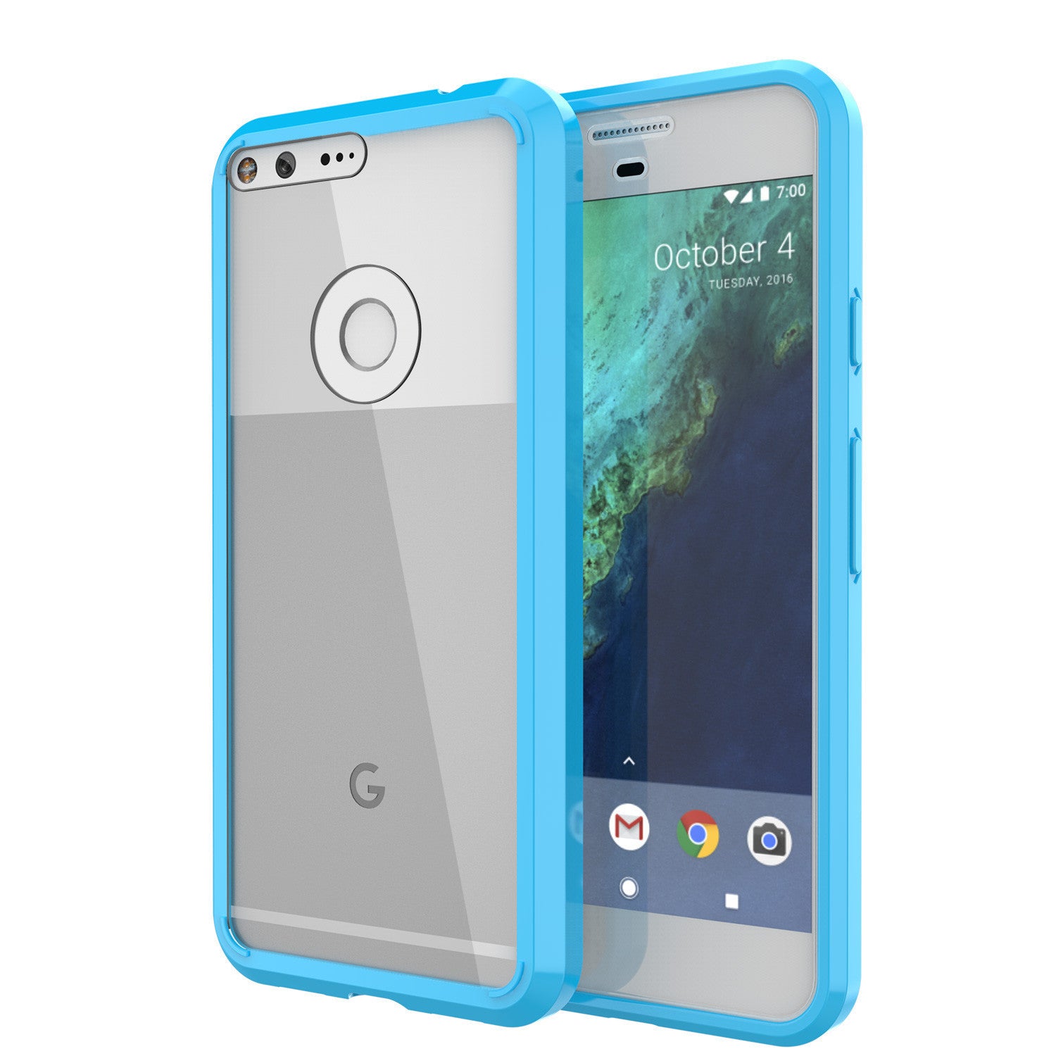 Google Pixel XL Case Punkcase® LUCID 2.0 Light Blue Series w/ PUNK SHIELD Glass Screen Protector | Ultra Fit (Color in image: light blue)