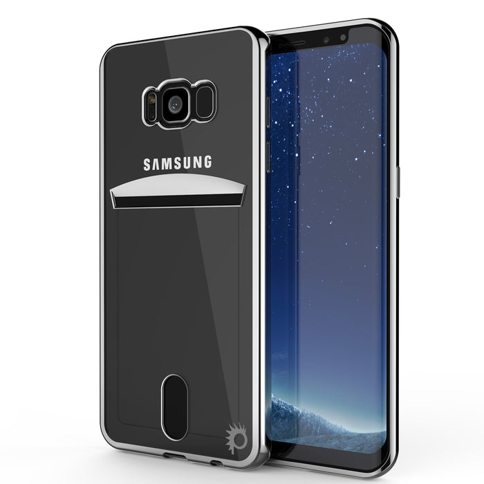 Galaxy S8 Plus Case, PUNKCASE® LUCID Silver Series | Card Slot | SHIELD Screen Protector | Ultra fit (Color in image: Silver)