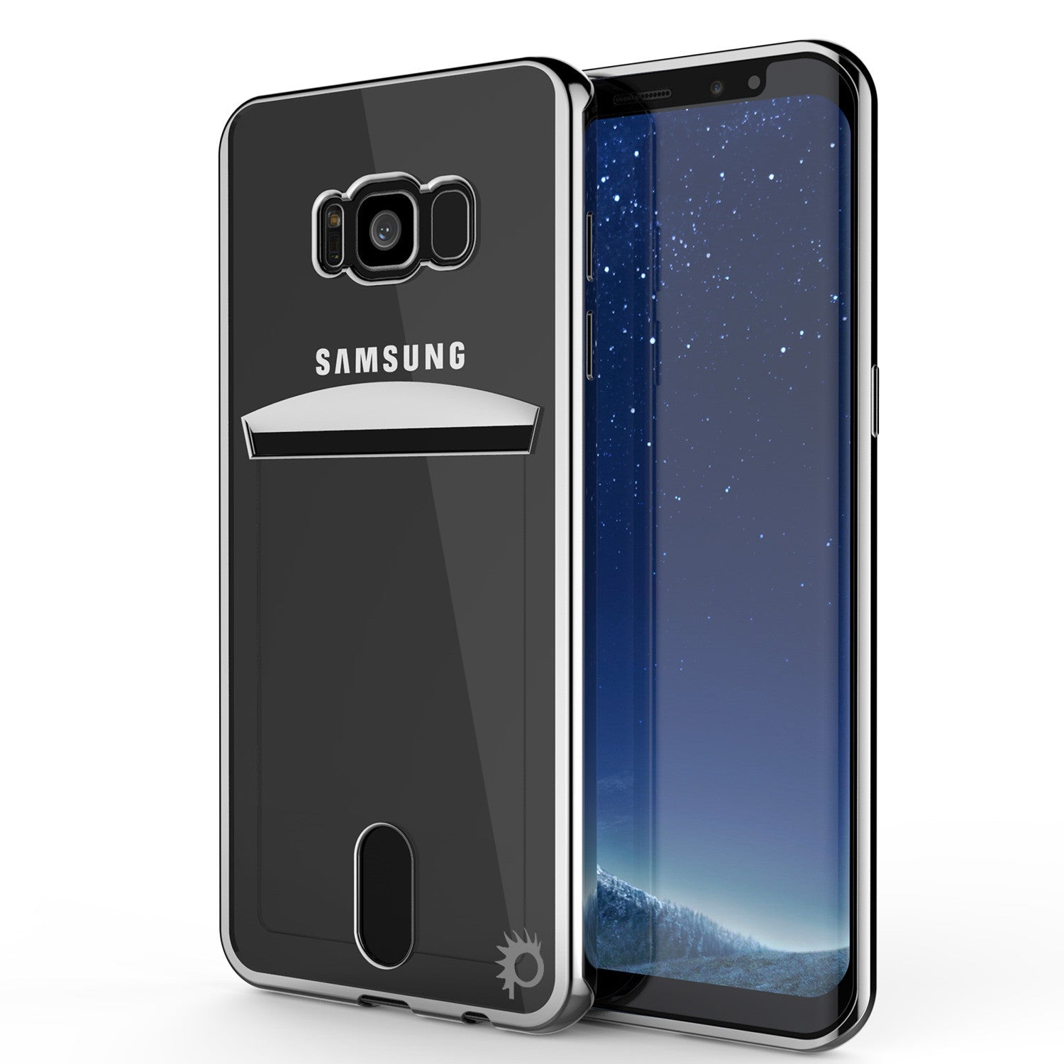 Galaxy S8 Case, PUNKCASE® LUCID Silver Series | Card Slot | SHIELD Screen Protector | Ultra fit (Color in image: Silver)