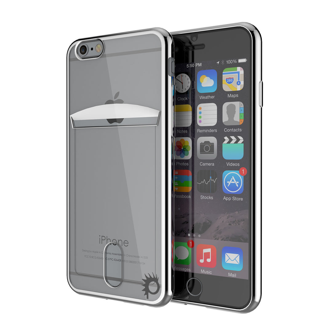 iPhone 6s+ Plus/6+ Plus Case, PUNKCASE® LUCID Silver Series | Card Slot | SHIELD Screen Protector (Color in image: Silver)