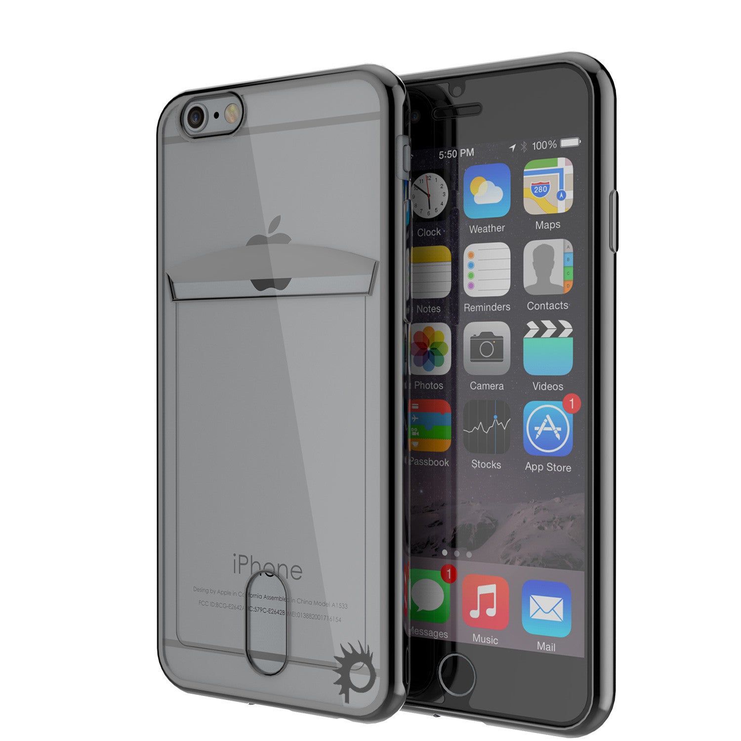 iPhone 6s+ Plus/6+ Plus Case, PUNKCASE® LUCID Black Series | Card Slot | SHIELD Screen Protector (Color in image: Balck)