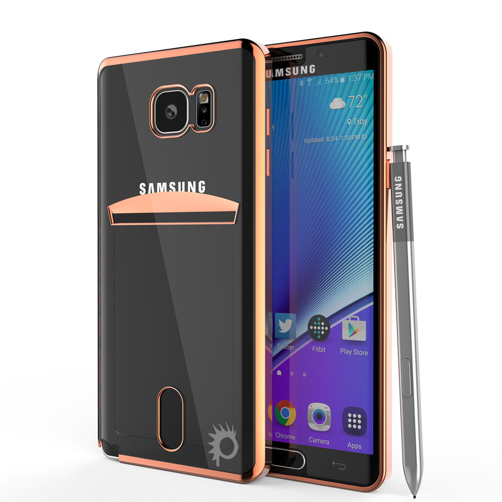 Galaxy Note 5 Case, PUNKCASE® LUCID Rose Gold Series | Card Slot | SHIELD Screen Protector (Color in image: Silver)