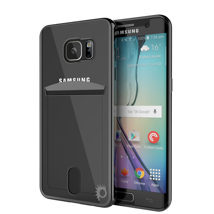Galaxy S6 Case, PUNKCASE® LUCID Black Series | Card Slot | SHIELD Screen Protector | Ultra fit (Color in image: Balck)